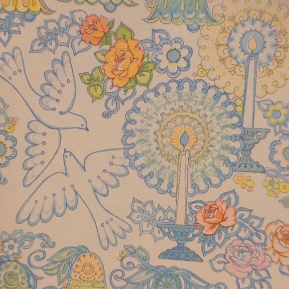 MCM Vintage 60s 70s wedding bridal shower wrapping paper lot bride floral - Picture 6 of 14